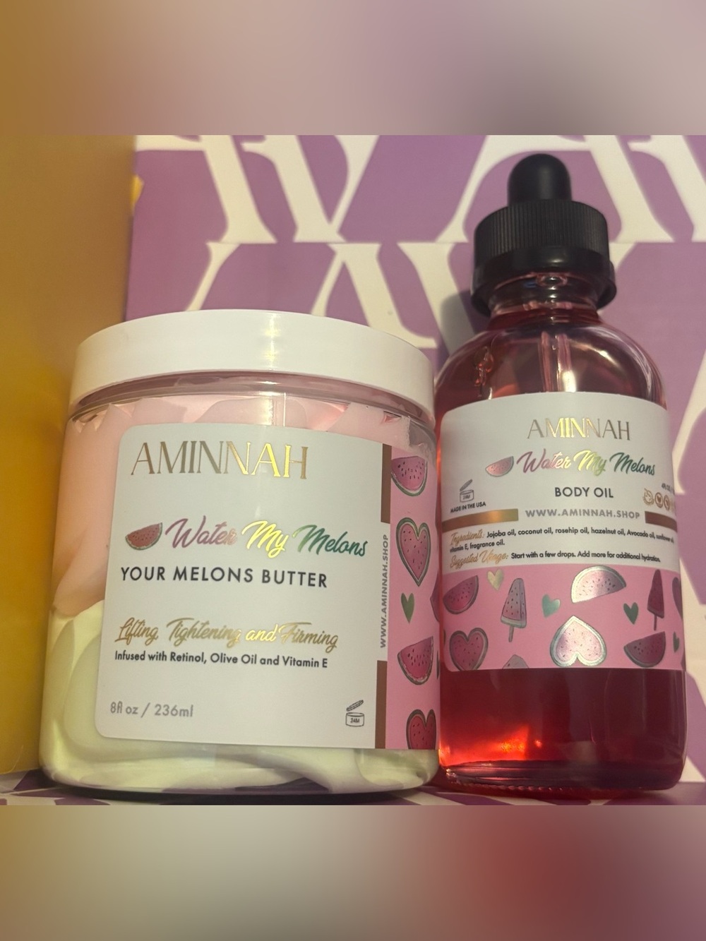 Aminnah Water My Melons Body Butter and Body Oil